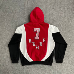 Rhude Basketball Red Black Color Block Hoodie