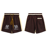Rhude Dark Brown Embroidered Nylon Shorts