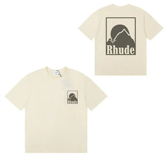 Rhude Mountain Sunset Front Back Graphic Oversized Tee Cream