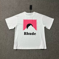 Rhude Men Retro Pink Mountain Boxy Fit Streetwear Tee