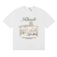 Rhude International Regatta Team Vintage Photo Print Oversized T‑Shirt