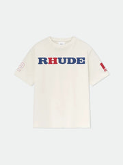 Rhude Multi‑Color Logo Sleeve Print Oversized T‑Shirt Off‑White