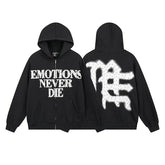 Mixed Emotion Emotions Never Die Rhin‑Stone Zip‑Up Hoodie