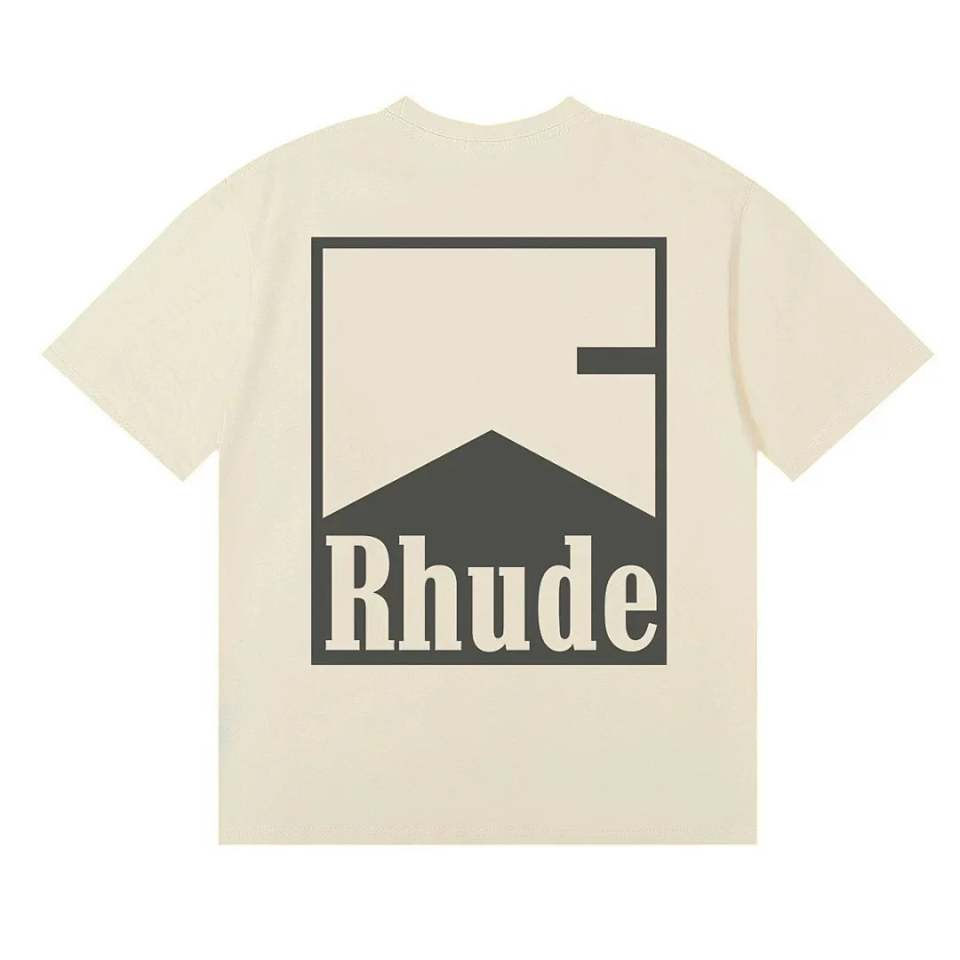 **Rhude** Minimal Vintage Square‑Frame Mountain Print Casual T‑Shirt