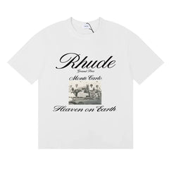 Rhude Monte Carlo Heaven On Earth Vintage Photo Print White Oversized T‑Shirt