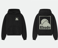 RHUDE Mountain Sunset Back Graphic Hoodie Black