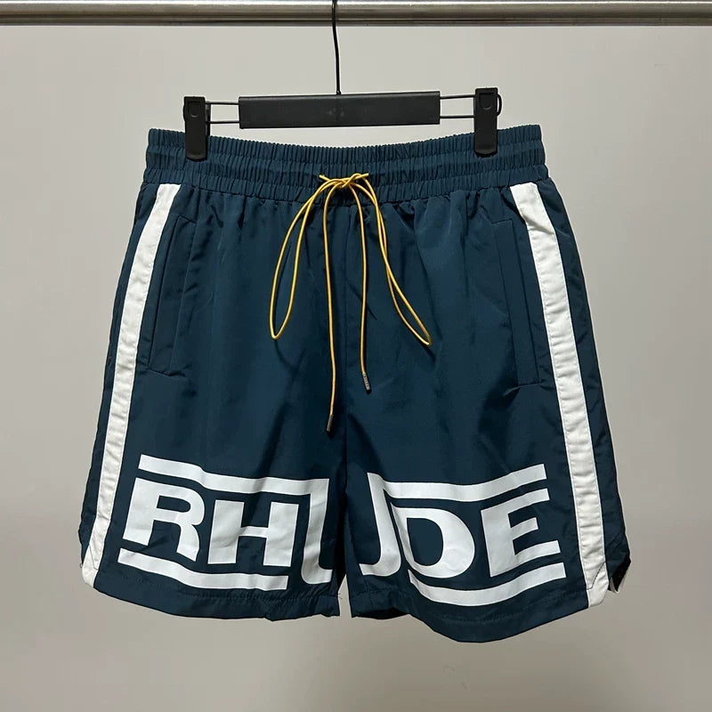 Rhude Side Stripe Big Logo Nylon Shorts