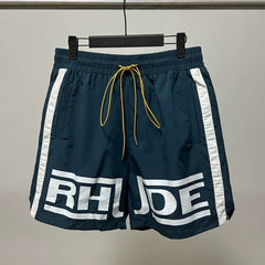 Rhude Side Stripe Big Logo Nylon Shorts
