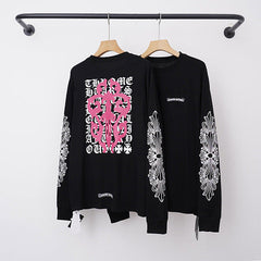 Chrome Hearts Pink Floral Vine Cross Long Sleeve (Black)