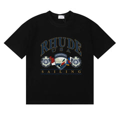 Rhude USA Sailing Crest Graphic Oversized Short Sleeve T‑Shirt