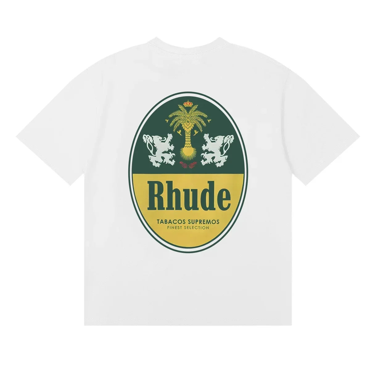 Rhude Vintage Oval Crest Back Logo White Oversized T‑Shirt