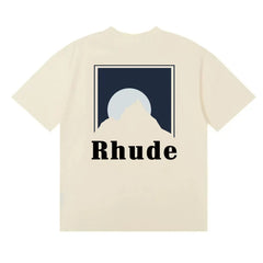 Rhude Mountain Moon Back Print Oversized Tee Cream