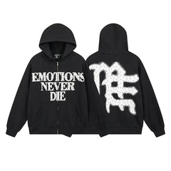 Mixed Emotion Emotions Never Die Rhin‑Stone Zip‑Up Hoodie